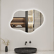 AICA SANITAIRE - AICA Miroir salle de bain asymétrique 80 x 55 cm LED Éclairage réglable en 3 couleurs + anti-buée + fonction mémoire - vignette