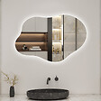 AICA SANITAIRE - AICA Miroir salle de bain asymétrique 100 x 66 cm LED Éclairage réglable en 3 couleurs + anti-buée + fonction mémoire - vignette
