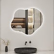 AICA SANITAIRE - AICA Miroir salle de bain asymétrique 60 x 50 cm LED Éclairage réglable en 3 couleurs + anti-buée + mémoire - vignette