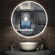 AICA SANITAIRE - AICA Miroir de salle de bain rond 120x120cm LED tricolore anti-buée + mémoire + dimmable - vignette