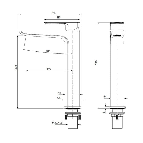 SWISS AQUA TECHNOLOGIES - Swiss Aqua Technologies Brevis mitigeur lavabo haut à levier, sans vidage, chrome (SATBSBRE285) - large