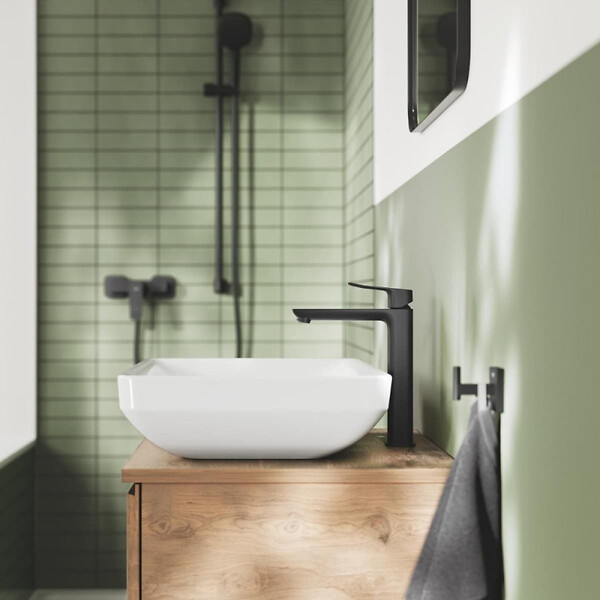 GROHE - Grohe Dice mitigeur lavabo monocommande XL à levier, avec cartouche en céramique, sans tirette ni vidage, noir mat (1018922430) - large