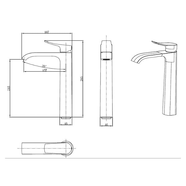 SWISS AQUA TECHNOLOGIES - Swiss Aqua Technologies Infinitio mitigeur de lavabo haut, sans vidage, noir mat (SATBSINF285C) - large