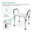 EMKE - EMKE Chaise de Douche Réglable 6 Positions – Tabouret de Bain Antidérapant avec Accoudoirs Amovibles, Charge Max 136 kg - vignette