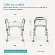 EMKE - EMKE Chaise de Douche Réglable 6 Positions – Tabouret de Bain Antidérapant avec Accoudoirs Amovibles, Charge Max 136 kg - vignette