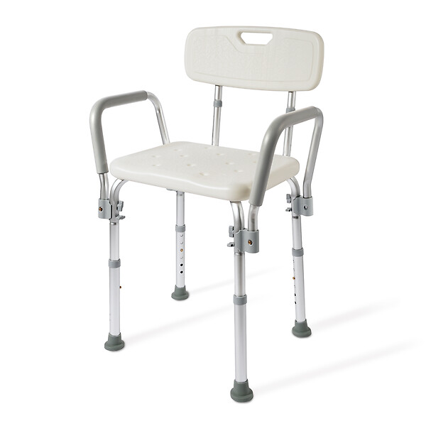 EMKE - EMKE Chaise de Douche Réglable avec Accoudoirs et Dossier - Siège de Bain Antidérapant pour Personnes Âgées, Enfants et Femmes Enceintes, Capacité 135kg - large