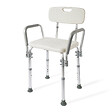 EMKE - EMKE Chaise de Douche Réglable avec Accoudoirs et Dossier - Siège de Bain Antidérapant pour Personnes Âgées, Enfants et Femmes Enceintes, Capacité 135kg - vignette