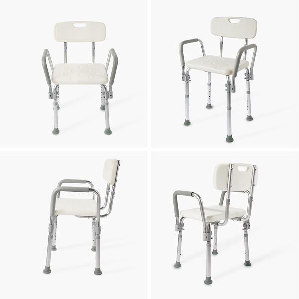 EMKE - EMKE Chaise de Douche Réglable avec Accoudoirs et Dossier - Siège de Bain Antidérapant pour Personnes Âgées, Enfants et Femmes Enceintes, Capacité 135kg - large