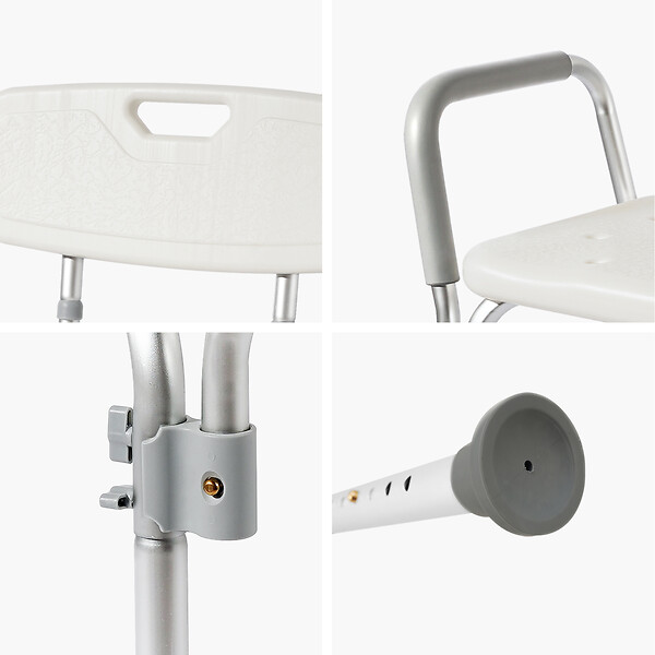 EMKE - EMKE Chaise de Douche Réglable avec Accoudoirs et Dossier - Siège de Bain Antidérapant pour Personnes Âgées, Enfants et Femmes Enceintes, Capacité 135kg - large