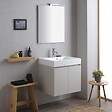 KIAMAMI VALENTINA - Meuble De Salle De Bains Suspendu 60Cm Portes Gris Perle, Lavabo, Miroir Et Lampe | Valentina - vignette