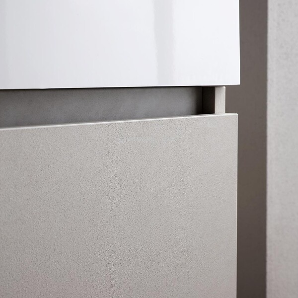 KIAMAMI VALENTINA - Meuble De Salle De Bains Suspendu 60Cm Portes Gris Perle, Lavabo, Miroir Et Lampe | Valentina - large