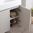 KIAMAMI VALENTINA - Meuble De Salle De Bains Suspendu 60Cm Portes Gris Perle, Lavabo, Miroir Et Lampe | Valentina - vignette
