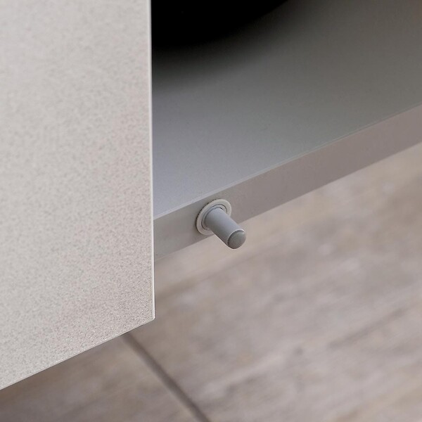 KIAMAMI VALENTINA - Meuble De Salle De Bains Suspendu 60Cm Portes Gris Perle, Lavabo, Miroir Et Lampe | Valentina - large