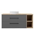 AICA SANITAIRE - AICA Ensemble Meuble Salle de Bain 120 cm et Vasque Ronde en Céramique, Tiroirs à Fermeture Douce - Anthracite + Chêne - vignette