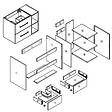 AICA SANITAIRE - AICA Ensemble Meuble Salle de Bain 120 cm et Vasque Ronde en Céramique, Tiroirs à Fermeture Douce - Anthracite + Chêne - vignette