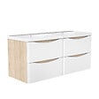 AICA SANITAIRE - AICA Ensemble Meuble Salle de Bain Suspendu 120cm, Blanc + Chêne, Moderne, Grand Tiroir - vignette