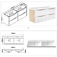 AICA SANITAIRE - AICA Ensemble Meuble Salle de Bain Suspendu 120cm, Blanc + Chêne, Moderne, Grand Tiroir - vignette