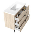 AICA SANITAIRE - AICA Meuble de salle de bain mural avec pieds Chêne 100 cm - 3 tiroirs, lavabo inclus - vignette