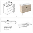 AICA SANITAIRE - AICA Meuble de salle de bain mural avec pieds Chêne 100 cm - 3 tiroirs, lavabo inclus - vignette