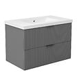 AICA SANITAIRE - AICA Meuble de salle de bain mural Anthracite 80 cm - 2 tiroirs, lavabo inclus - vignette