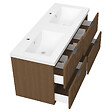 AICA SANITAIRE - AICA Meuble de salle de bain mural Noyer 120 cm - 4 tiroirs, lavabo inclus - vignette