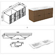 AICA SANITAIRE - AICA Meuble de salle de bain mural Noyer 120 cm - 4 tiroirs, lavabo inclus - vignette