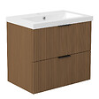 AICA SANITAIRE - AICA Meuble de salle de bain mural Noyer 60 cm - 2 tiroirs, lavabo inclus - vignette