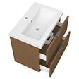 AICA SANITAIRE - AICA Meuble de salle de bain mural Noyer 60 cm - 2 tiroirs, lavabo inclus - vignette