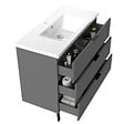 AICA SANITAIRE - AICA Meuble de salle de bain mural avec pieds Anthracite 100 cm - 3 tiroirs, lavabo inclus - vignette