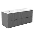 AICA SANITAIRE - AICA Meuble de salle de bain mural 120 cm Anthracite - 4 tiroirs + Lavabo double en céramique - vignette