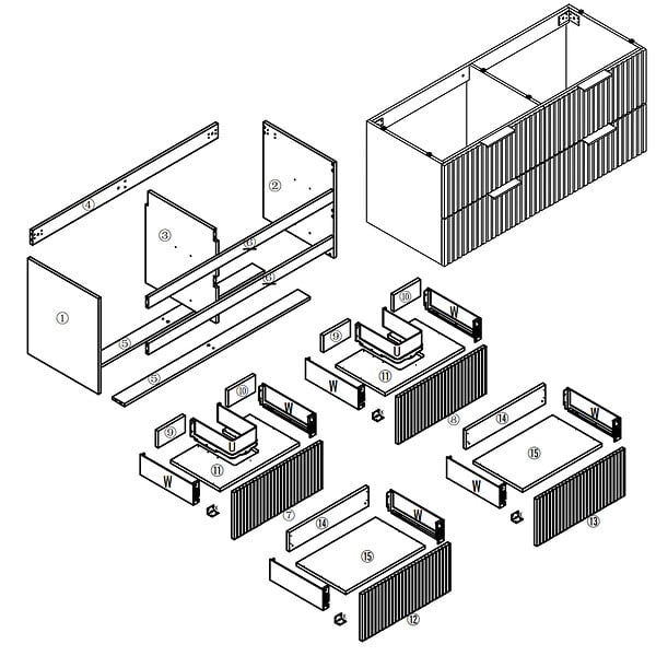 AICA SANITAIRE - AICA Meuble de salle de bain mural 120 cm Anthracite - 4 tiroirs + Lavabo double en céramique - large