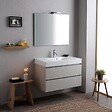 KIAMAMI VALENTINA - Meuble De Salle De Bains 90 Cm Gris Perle Avec Lavabo Et Miroir 90X70 | Valentina - vignette