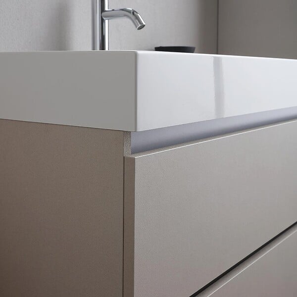 KIAMAMI VALENTINA - Meuble De Salle De Bains 90 Cm Gris Perle Avec Lavabo Et Miroir 90X70 | Valentina - large