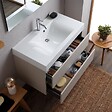 KIAMAMI VALENTINA - Meuble De Salle De Bains 90 Cm Gris Perle Avec Lavabo Et Miroir 90X70 | Valentina - vignette