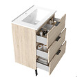 AICA SANITAIRE - AICA Meuble de salle de bain mural avec pieds 60 cm Chêne - 3 tiroirs, lavabo céramique, Panneau AICA Sanitaire - vignette