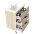 AICA SANITAIRE - AICA Meuble de salle de bain mural avec pieds Chêne 60 cm - 3 tiroirs, lavabo inclus - vignette