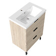 AICA SANITAIRE - AICA Meuble de salle de bain mural avec pieds Chêne 60 cm - 3 tiroirs, lavabo inclus - vignette