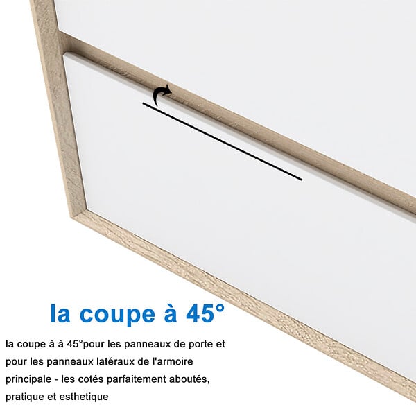 AICA SANITAIRE - Meuble de Salle de Bain Suspendu 60cm - Blanc et Chêne - 2 Tiroirs - Lavabo - Montage Détachable - large
