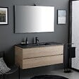 KIAMAMI VALENTINA - Meuble Salle De Bain 120Cm Chêne Avec Lavabo Noir Mat | Berlin - vignette