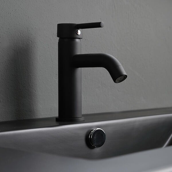 KIAMAMI VALENTINA - Meuble Salle De Bain 120Cm Chêne Avec Lavabo Noir Mat | Berlin - large