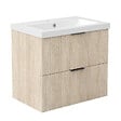 AICA SANITAIRE - AICA Meuble de salle de bain mural Chêne 60 cm - 2 tiroirs, lavabo inclus - vignette