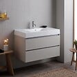 KIAMAMI VALENTINA - Meuble De Salle De Bains Suspendu 90Cm Tiroirs Gris Perle Et Lavabo | Valentina - vignette