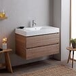 KIAMAMI VALENTINA - Meuble De Salle De Bain 90 Cm Chêne Naturel Avec Lavabo Blanc | Valentina - vignette