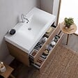 KIAMAMI VALENTINA - Meuble De Salle De Bain 90 Cm Chêne Naturel Avec Lavabo Blanc | Valentina - vignette