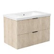 AICA SANITAIRE - AICA Meuble de salle de bain mural Chêne 80 cm - 2 tiroirs, lavabo inclus - vignette