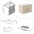 AICA SANITAIRE - AICA Meuble de salle de bain mural Chêne 80 cm - 2 tiroirs, lavabo inclus - vignette