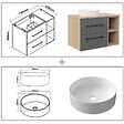 AICA SANITAIRE - AICA Ensemble Meuble Salle de Bain 80 cm et Vasque Ronde en Céramique, Tiroirs à Fermeture Douce - Anthracite + Chêne - vignette