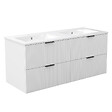 AICA SANITAIRE - AICA Meuble de salle de bain mural 120 cm Blanc - 4 tiroirs + Lavabo double en céramique - vignette