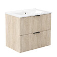 AICA SANITAIRE - AICA Meuble de salle de bain mural 60 cm Chêne - 2 tiroirs, lavabo céramique, Panneau AICA Sanitaire - vignette