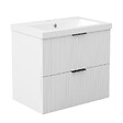 AICA SANITAIRE - AICA Meuble de salle de bain mural Blanc 60 cm - 2 tiroirs, lavabo inclus - vignette